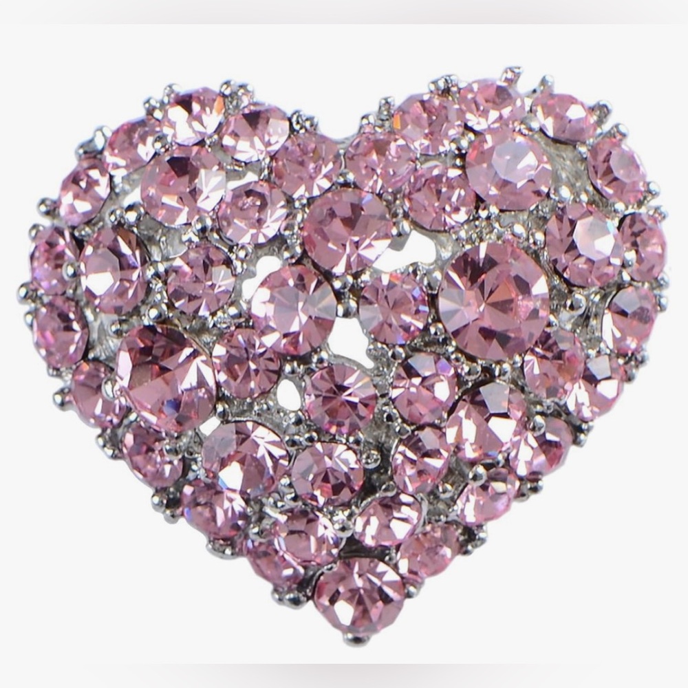 #1044  Sparkly Shades of Pink Crystal Rhinestone Heart with Gold-tone Brooch Pin